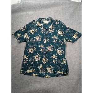 Abercrombie & Fitch The A&F Summer Linen Blend Green Floral XLT Button Up Top